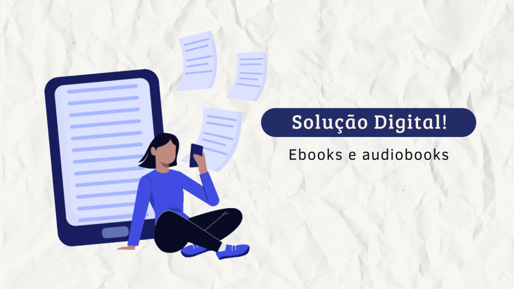 Ilustração de mulher lendo em um dispositivo digital